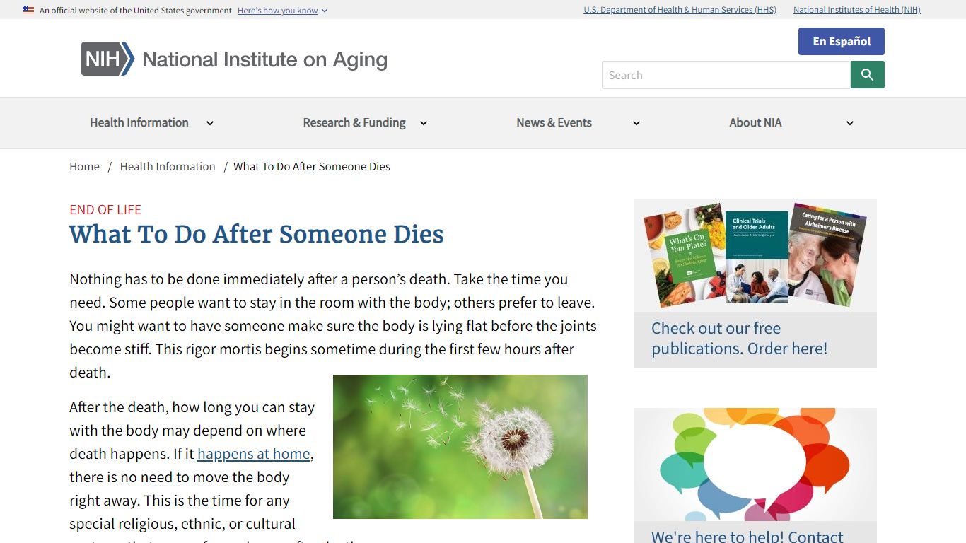 What To Do After Someone Dies | National Institute on Aging