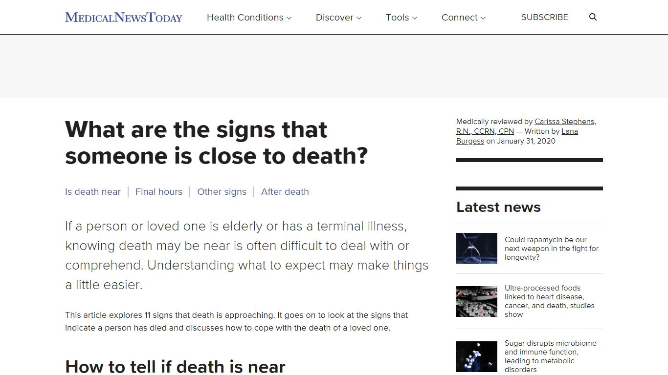 Signs of death: 11 symptoms and what to expect - Medical News Today